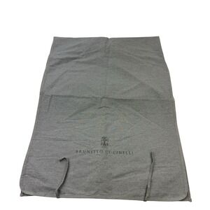Brunello Cucinelli Gray Cotton Travel Bag Dust Cover Scarf 28x38‎ Ribbon Ties